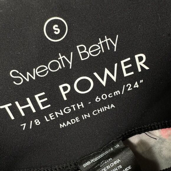 Sweaty‎ Betty The Power 7/8 Length Leggings Black Coral Pink Fireworks Size S - Picture 8 of 9